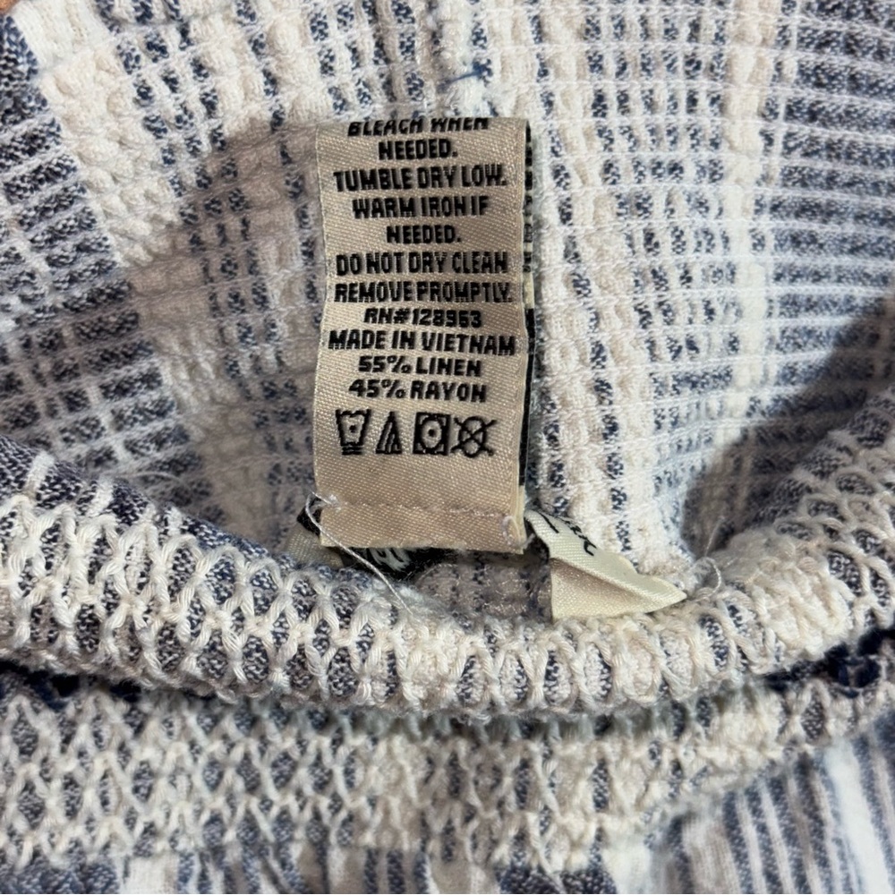 Linen Blend Striped Wide Leg Blue White Smocked Pants Indigo Rein Womens Size M - Picture 5 of 7